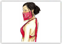 Dibujo de joven rabe con velo