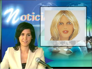 Portada de telenoticias con locutora en primer plano