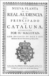 Portada de los Decretos de Nueva Planta (16/01/1716). Archivo de la Diputación Provincial de Zaragoza