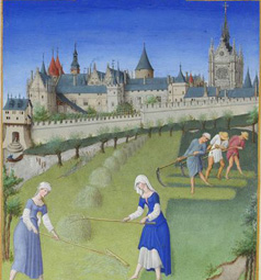 Fragmento de Las muy ricas horas del Duque de Berry: faenas agrícolas (1411-1416). Musée Condé, Chantilly.