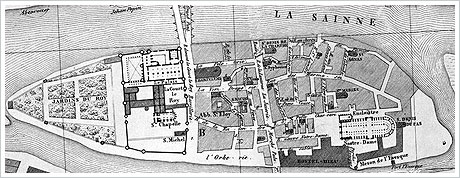 Plano de la isla de la Cité de París 
