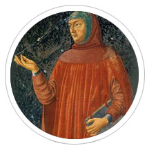 Francesco Petrarca en un fresco de Andrea di Bartolo (hacia 1450). Galería de los Uffizi (Florencia, Italia)
