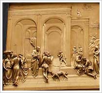 Puertas del baptisterio de Florencia (1452), Lorenzo Ghiberti. María J. Fuente (col. particular, 2006) Puertas del baptisterio de Florencia (1452), Lorenzo Ghiberti. María J. Fuente (col. particular, 2006)